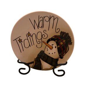 Snow Wonder By Carson Warm Tidings Snowman Plate With Metal Stand